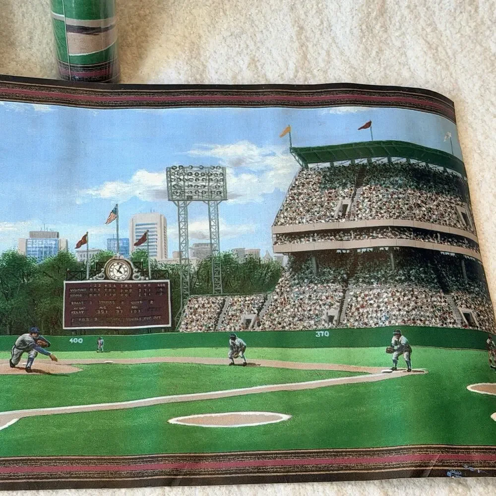 Vintage York Baseball Wallpaper Border Baseball Diamond 2959B 15 Yards Total NEW